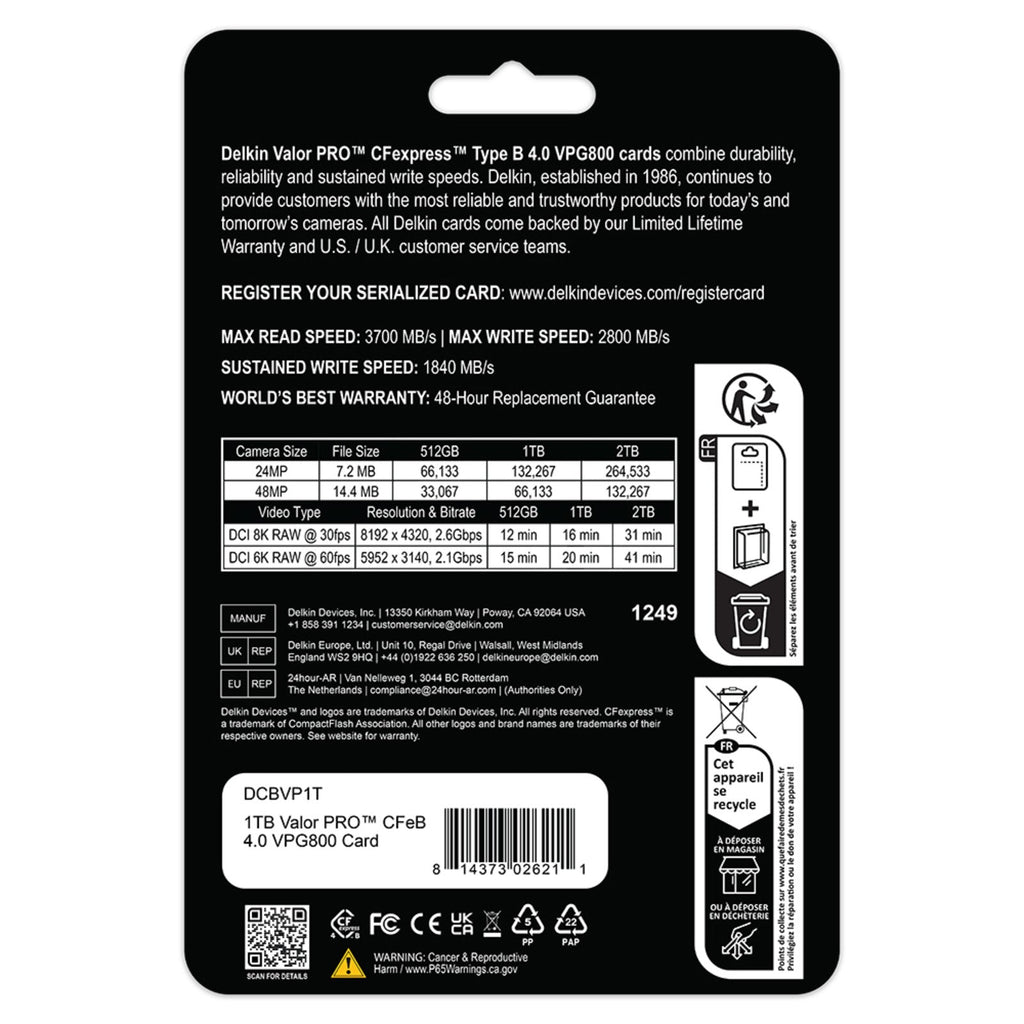 Delkin Devices 1TB VALOR PRO CFexpress Type-B Memory Card